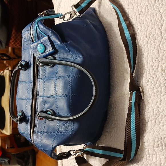 Gabs Handbags - EUC Gabs Deep Blue Italian leather tote bag with  cotton webbing strap